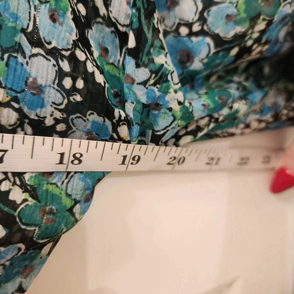 Zara Size M Blue Floral Mini Dress Deep V Neck Long Sleeve #M615 - Picture 5 of 5